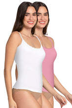 Load image into Gallery viewer, Amante Shelf Support Straight Neck Sleeveless Camisole (Pack of 2) - White_Wildrose 84902