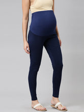 Load image into Gallery viewer, Go Colors Navy Cotton Stretch Maternity Legging