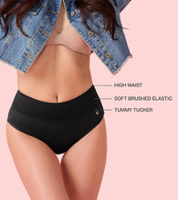 Load image into Gallery viewer, Enamor CW01 Cotton Classic, All Day Comfort, High Waist Brief - Breathable, Antimicrobial with Stain Release, Outer Brushed Wide Elastic, Full Coverage - Pack of 1 (Jet Black)