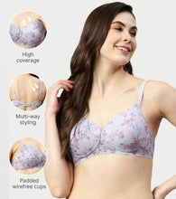 Load image into Gallery viewer, Enamor Innovations Ecolite, Smoother Perfect Lift Women's T-Shirt Bra - Padded, Wirefree, High Coverage - F165 (Dainty Petal Print)