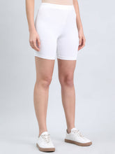 Load image into Gallery viewer, Go Colors White Knit Seamless Cycling Shorts