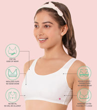 Load image into Gallery viewer, Enamor Innovations Easy Fit, Antimicrobial, Front Double Layer ,Women's Cotton Beginner's Bra - Pop-On Style, Non Padded, Wirefree, High Coverage - BB01 (White)