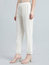 Load image into Gallery viewer, Go Colors Cream 100% Cotton Lace Pencil Pant