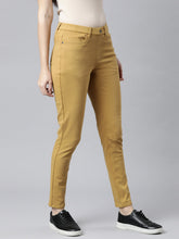 Load image into Gallery viewer, Go Colors Mustard Cotton Polyester Super Stretch Jeggings