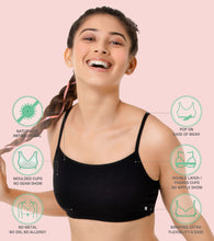 Load image into Gallery viewer, Enamor BB02 Easy Fit Stretch Cotton Beginners Bra with Antimicrobial Finish and Slim Straps - Black