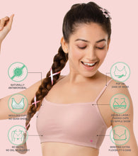 Load image into Gallery viewer, Enamor Innovations Antimicrobial, Cami Neck , Front Double Layer Women's Cotton Beginner's Bra - Pop-On Style, Non Padded, Wirefree, High Coverage - BB02 (Pearl)