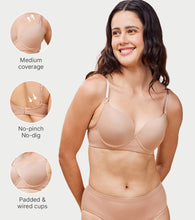 Load image into Gallery viewer, Enamor Innovations Transform Gel-Cup, Air-Brush Enhancer, Double Push-Up Women's Bra - Powder finish, Padded, Wired, Medium Coverage - F114 (Honey Beige)