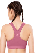 Load image into Gallery viewer, Amante Energize Medium Impact Round Neck Sports Bra - Heather Rose 98701