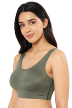 Load image into Gallery viewer, Amante Skins Support Solid Non Padded Non-Wired Scoop Neck Cami Bra - Slate Green 83501