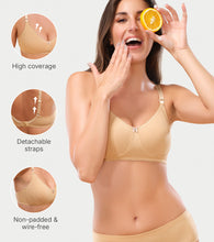 Load image into Gallery viewer, Enamor Comfort Shaper with Plush Side Shaper Panel Women's Cotton Everyday T-Shirt Bra - Detachable Straps, Non Padded, Wirefree, High Coverage - A055 (Skin)