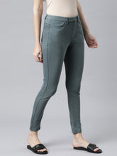Load image into Gallery viewer, Go Colors Ocean Green Cotton Polyester Super Stretch Jeggings