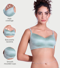 Load image into Gallery viewer, Enamor Curve Enhancing Satin T-Shirt Bra - Padded, Non-Wired, High Coverage - F184 (Iceberg Green)