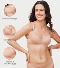Load image into Gallery viewer, Enamor Women's Everyday Balconette T-Shirt Bra - Eco fabric, Padded, Wirefree, Medium Coverage - F131 (Honey Beige)