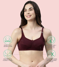 Load image into Gallery viewer, Enamor Eco-Melange MT02 Sectioned Lift and Support Cotton Nursing Bra for Women- High Coverage, Non Padded and Wirefree - Grape Wine