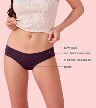 Load image into Gallery viewer, Enamor PB40 Innovations Invisi, All Day Comfort, Low Waist Bikini Panty for Women - No Visible Panty Lines, Sweat wicking, Free Cut, Regular Coverage - Pack of 1 (Grape Wine)