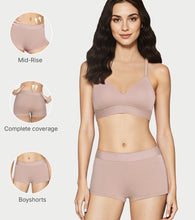Load image into Gallery viewer, Enamor The Flex Boyshorts for Women Mid-Rise, Full Back Coverage, Moisture Absorbency, Cotton Everyday Panty - SMP01 (Cafe Latte)