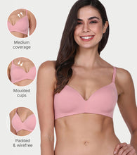 Load image into Gallery viewer, Enamor Innovations Invisibra, Ultra smooth, Flexi Wire Lift, Bonded, Women's T-Shirt Bra - Seamless, No-Pinch, Padded, Wirefree, Medium Coverage - F084 (Strawberry Ice)