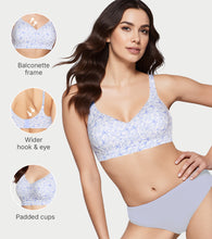 Load image into Gallery viewer, Enamor Innovations Bamboo Bliss, everyday ,Full Support , Women's T-Shirt Bra - Super soft, naturally absorbent & Antimicrobial, Padded, Wirefree, High Coverage - A077 (Blue Tinted Wings Print)