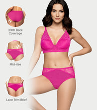 Load image into Gallery viewer, Enamor BambooBliss Lace Trim Brief, Mid Rise, 3/4th Back Coverage - IP25 (Queen Pink)