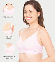 Load image into Gallery viewer, Enamor Ultra-Smoothing Women's Cotton Everyday T-Shirt Bra - No-Pinch, Hidden Lift, Non Padded, Wirefree, High Coverage - A027 (Blushing Bride)