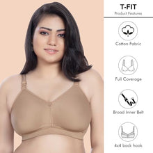 Load image into Gallery viewer, TRYLO Riza T-FIT Women's Non-Padded,Non-Wired,Full Coverage,Seamless 100% Cotton Feel Fabric Bra Available in Multicolor|B0CKBXTPL1