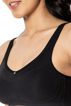 Load image into Gallery viewer, Amante Cotton Smooth Back Solid Non Padded Non-Wired Support bra - Black 93301