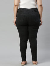 Load image into Gallery viewer, Go Colors Black Cotton Poly Stretch Stripes Printed Jeggings