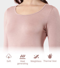 Load image into Gallery viewer, Enamor TH05 Women's Thermal Sleeve Top with Soft Heat Generating Fabric, Wide Round Neckline with Engineered HeatSkins™ Warm Technology. ( Pale Pink)