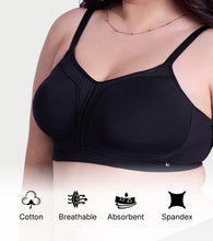 Load image into Gallery viewer, Enamor Jiggle Control Full Support Everyday Bra - Non Padded, Non-Wired, Full Coverage - A197 (Black)
