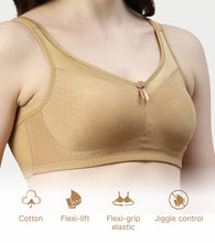 Load image into Gallery viewer, Enamor Hidden X-Frame and Smoothening Women's Full Support Everyday Bra - Jiggle control, Non Padded, Wirefree, Full Coverage - FB12 (Available in Plus sizes) (Buff)