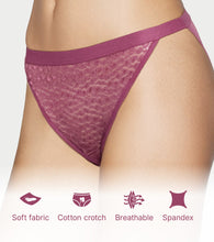 Load image into Gallery viewer, Enamor Lit String Bikini for Women Low Waist, Lace Front, Mesh Back - SMP02 (Dusky Mauve)