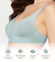 Load image into Gallery viewer, Enamor Innovations Bamboo Bliss,Plunge,super soft , Women's everyday T-Shirt Bra -naturally absorbent & Antimicrobial, Padded, Wirefree, High Coverage- IO05 (Jade Green)