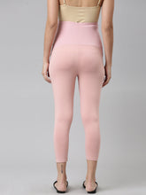 Load image into Gallery viewer, Go Colors Baby Pink Cotton Stretch Maternity Cropped Legging