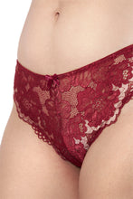 Load image into Gallery viewer, Amante Eternal Bliss Low Rise Brazillian Lace Panty - Red Berry 86901