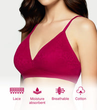 Load image into Gallery viewer, Enamor SMB04 Plunge Cup Non-Wired Bra, High Coverage (Red)
