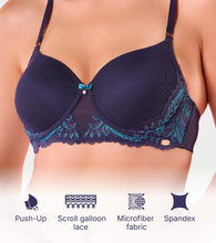 Load image into Gallery viewer, Enamor F194 Padded Wired High Coverage Glam Wave Smooth Bra - Aqua Swirl