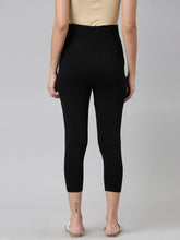 Load image into Gallery viewer, Go Colors Black Cotton Stretch Maternity Cropped Legging