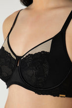 Load image into Gallery viewer, Amante Glam Floral Non-Padded Wired Minimizer Bra - Black 05201