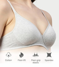 Load image into Gallery viewer, Enamor Supima Cotton Women's Plunge Lift Everyday T-Shirt Bra - Extra Comfort, Padded, Wirefree, Medium Coverage - A039 (Greymelange)