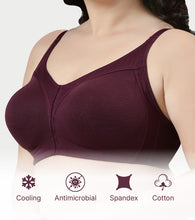 Load image into Gallery viewer, Enamor Innovations Fabcool Full Support Everyday Full Figure Bra - Jiggle Control and Antimicrobial, Non-Padded, Wirefree, Full Coverage Women's Bra - AB75 (Available in Plus Sizes) (Purple)