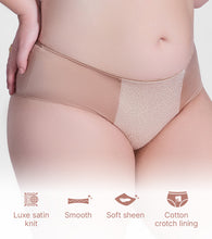 Load image into Gallery viewer, Enamor P148 Luxe Satin Hipster Panty for Women - Mid Waist, Outer Elastic, Medium Coverage (Rose Skin)