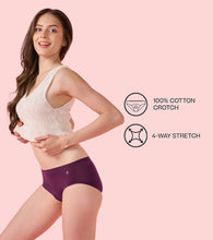 Load image into Gallery viewer, Enamor IP02 Innovations Invisi, Fit Flex, No Visible Panty Lines, All Day Comfort, Mid Waist Brief Panty for Women - Breathable Lightweight Fabric, Antimicrobial with Stain Release, Bonded Free Cut, Regular Coverage - Pack of 1 (Deep Purple)