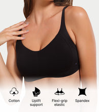 Load image into Gallery viewer, Enamor Innovations Intellifresh Antimicrobial Minimizer Everyday Cotton Bra for Women - Padded, Wirefree, Full Coverage - A058 (Black)