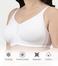 Load image into Gallery viewer, Enamor Innovations Fabcool Full Support Everyday Full Figure Bra - Jiggle Control and Antimicrobial, Non-Padded, Wirefree, Full Coverage Women's Bra - AB75 (Available in Plus Sizes) (White)