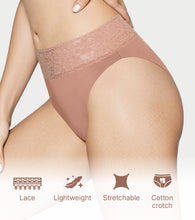 Load image into Gallery viewer, Enamor Drip Trim Lace Bikini for Women Low Waist, Lace at Waist - SMP03 (Mocha Mousse (17-1230 Tpg))