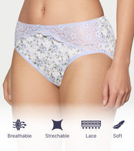 Load image into Gallery viewer, Enamor Printed Model Hipster Panty with Lace, Mid Rise, Full Back Coverage - P226 (Tile Garden Print)