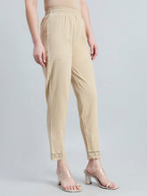Load image into Gallery viewer, Go Colors Light Beige 100% Cotton Lace Pencil Pant