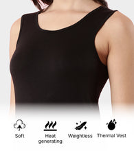 Load image into Gallery viewer, Enamor TH04 Women's Thermal Vest with Soft Heat Generating Fabric, Wide Round Neck Engineered with HeatSkins™ Warm Technology (Black)