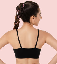 Load image into Gallery viewer, Enamor BB02 Easy Fit Stretch Cotton Beginners Bra with Antimicrobial Finish and Slim Straps - Black