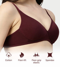 Load image into Gallery viewer, Enamor Supima Cotton Women's Plunge Lift Everyday T-Shirt Bra - Extra Comfort, Padded, Wirefree, Medium Coverage - A039 (Grapewine)
